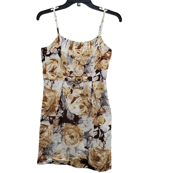 Jonathan Martin Petite Y2K Abstract Floral Print Stretch Cotton Bodycon Dress 8P - Picture 1 of 6